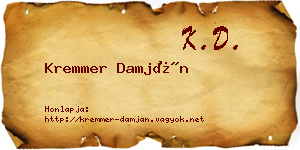 Kremmer Damján névjegykártya
